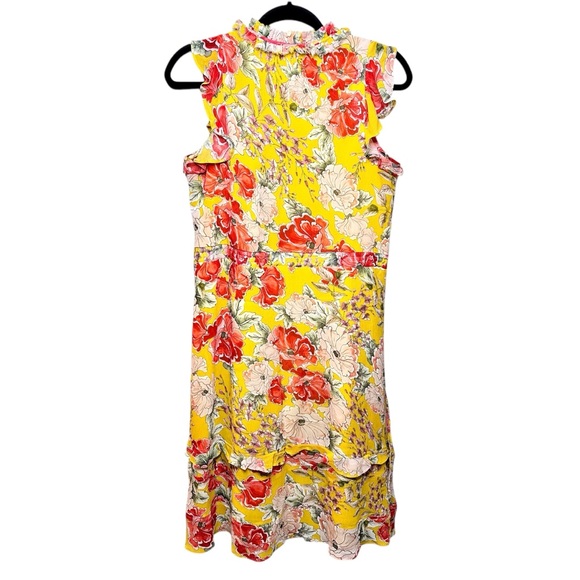 Anthropologie Dolan Left Coast Ellory Silk Dress Floral Yellow Ruffle XS - Picture 8 of 15